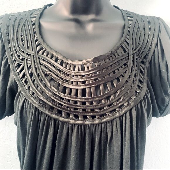 Forever 21 Black Short Sleeve Boho Tunic Top Size Small - Picture 2 of 10